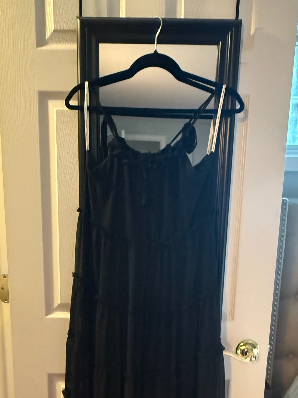 Charlie Holiday Black Tiered Spaghetti-Strap Maxi Dress